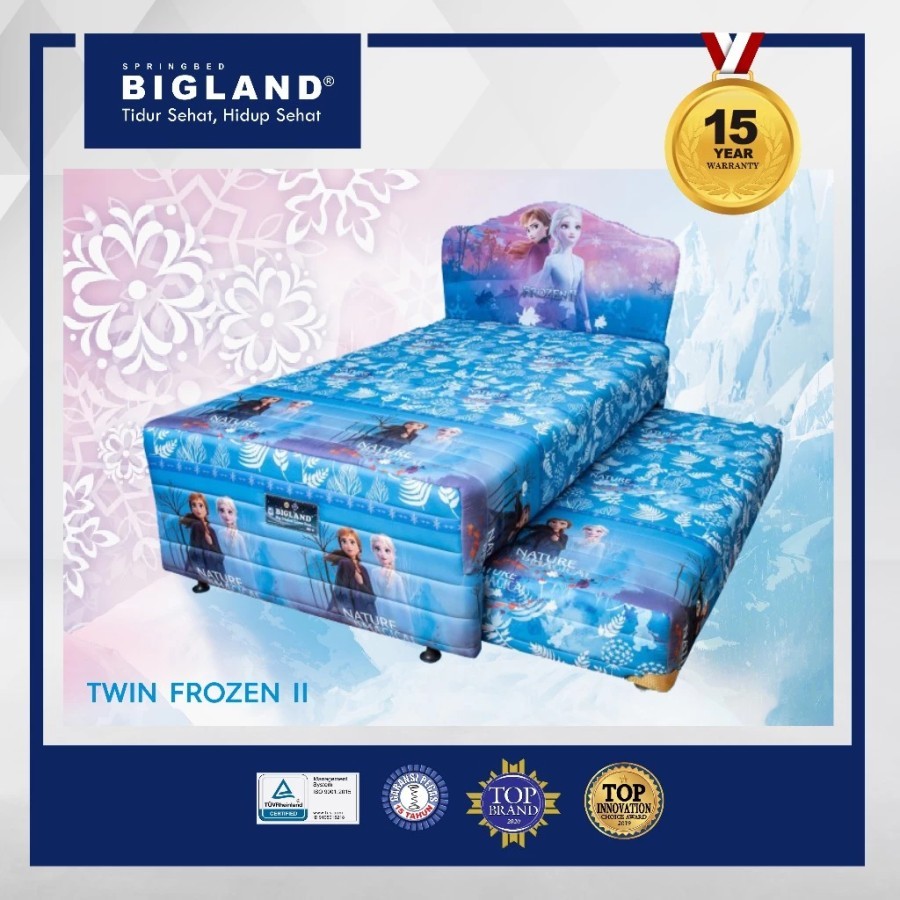Bigland kasur sorong/spring bed 2in1 frozen ukuran 100 dan 120/kasur sorong karakter