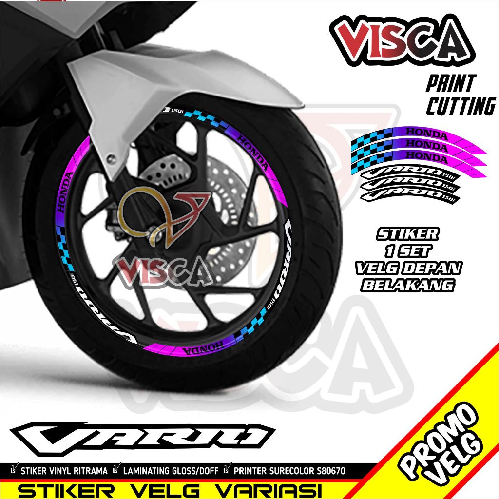 Stiker Velg List Velg Motor Stiker Velg Vario 150 Motif Flag Bunglon