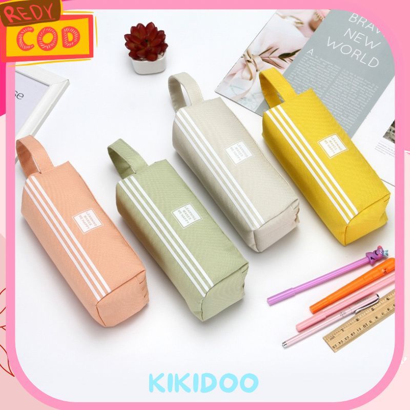 

Kikidoo Kotak Pensil Besar Double Zipper Warna PasteL Kawaii RT221