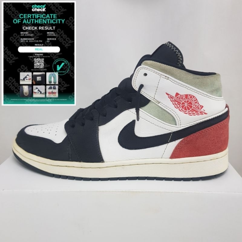 Nike AJ1 Mid Union Red Toe (852542-100)
