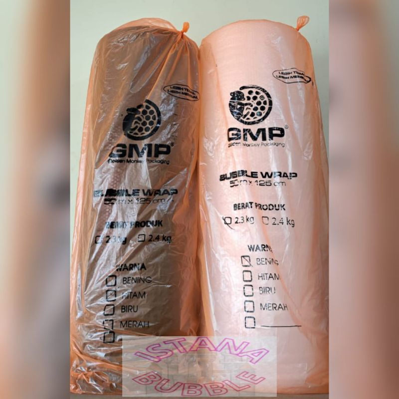

BUBBLE WRAP "GMP 2.3kg // KINGSMAN 2.4kg" , TERMURAH UKURAN 125cmX50m