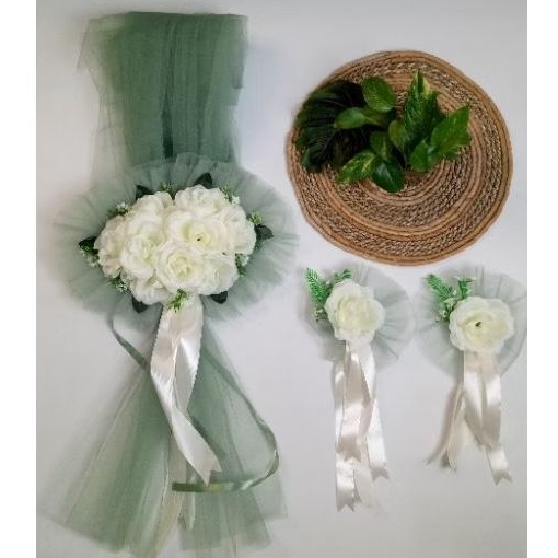 BUNGA MOBIL PENGANTIN OVAL MEWAH / Asesoris Bunga Mobil / BUNGA HIASAN MOBIL PERNIKAHAN / WEDDING