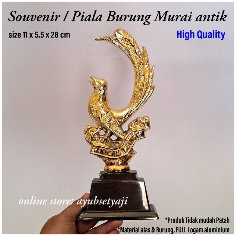 Nyaman Piala Burung Murai  Souvenir Piala Lomba Burung Kicau mania Bahan Aluminium Kuning GOLD  Paja