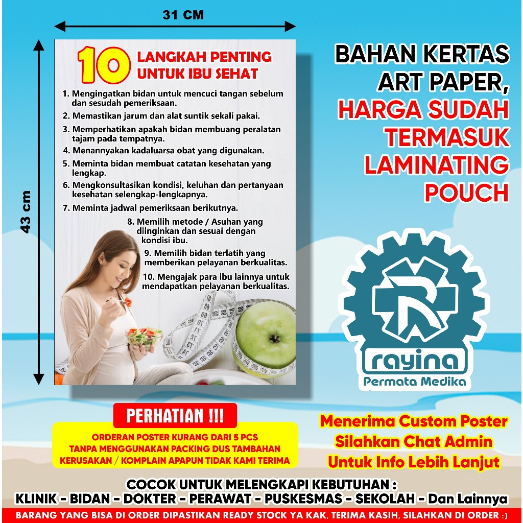 Poster Kesehatan 10 Langkah Penting untuk Ibu Sehat