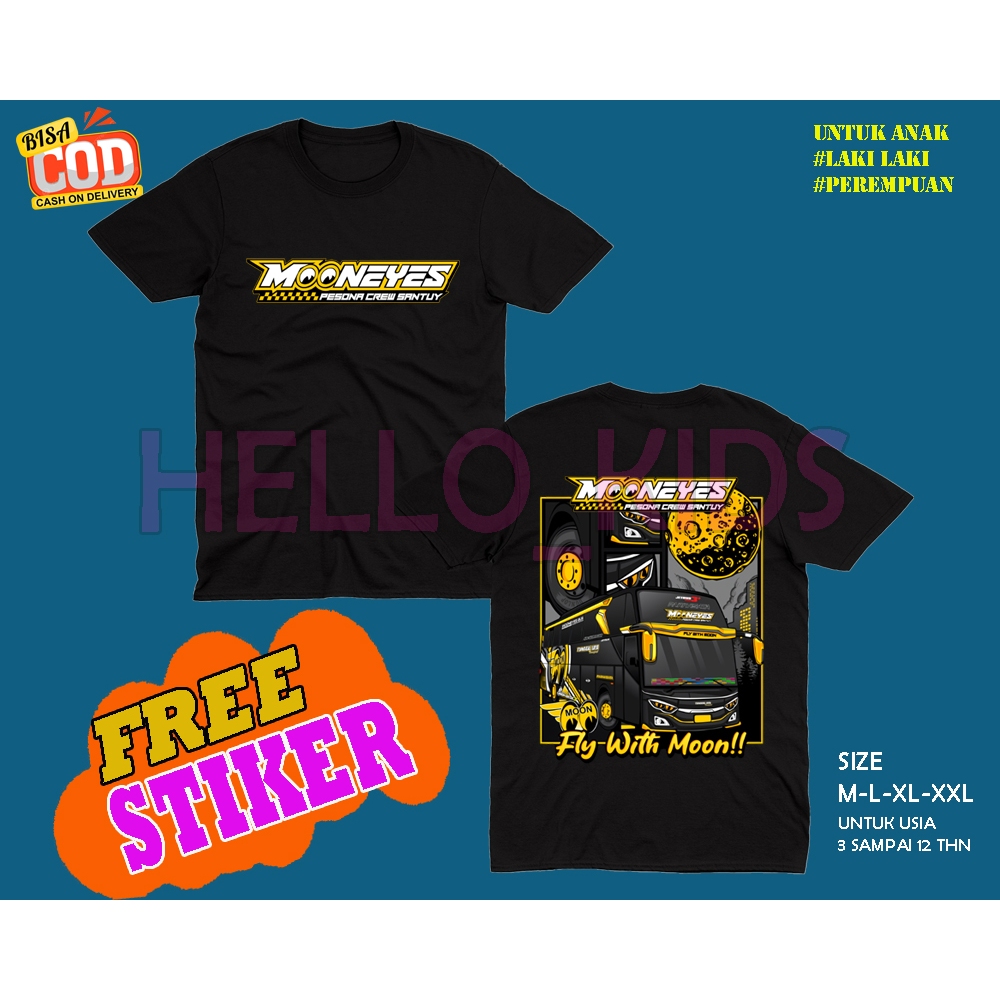 BISA COD KAOS BAJU BIS MONEYES KAOS BAJU ANAK BUS MANIA MONEYES KAOS BAJU BIS BUS FREE STIKER