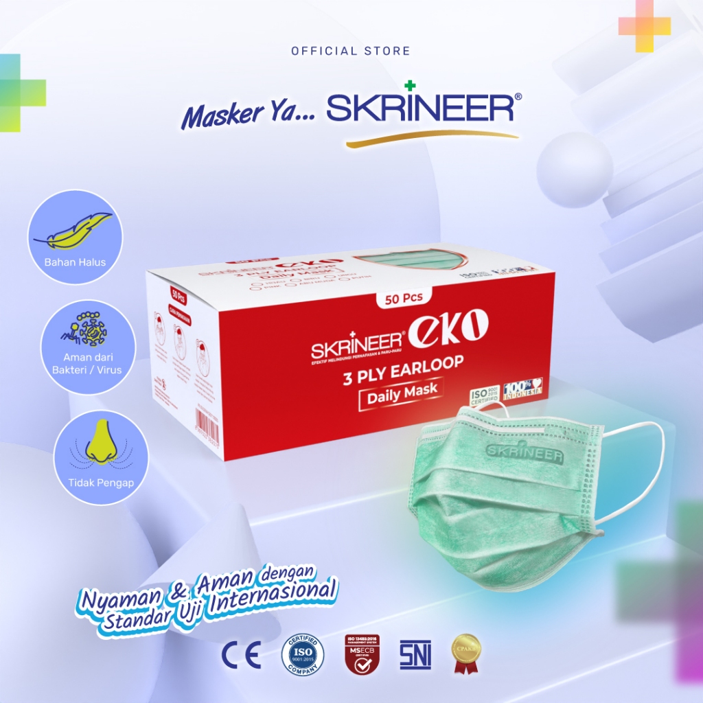 Skrineer Masker Earloop EKO 3ply 50 pcs
