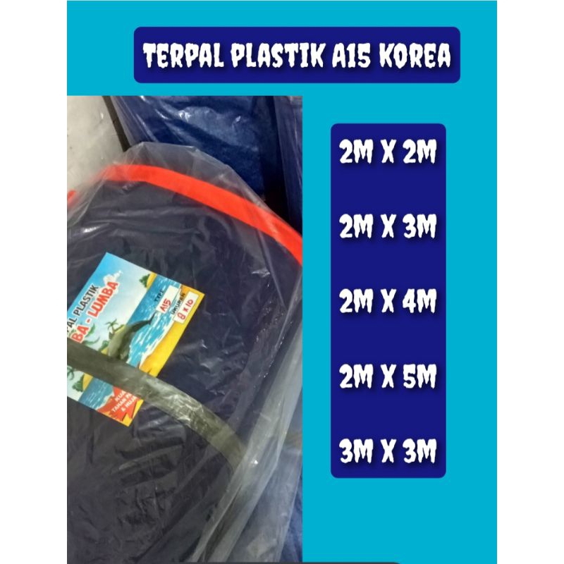 terpal plastik A15 Korea, ukuran 2x2, 2x3, 2x4, 2x5, 3x3 warna biru orens
