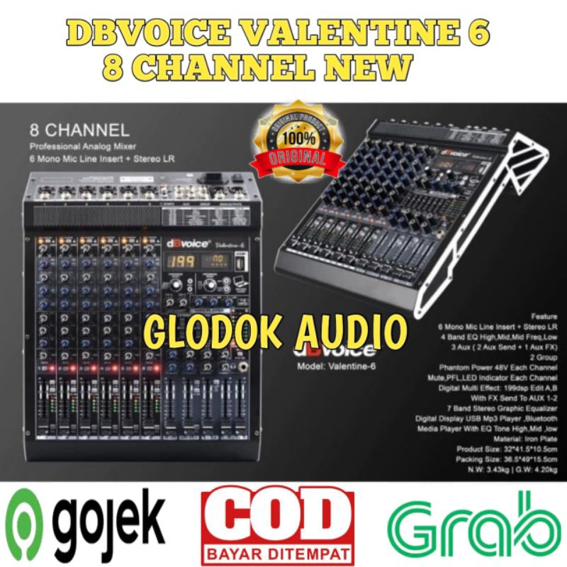 Mixer Audio Dbvoice Valentine 6 Original Mixer 8 Channel Usb-Bluetooth Garansi resmi