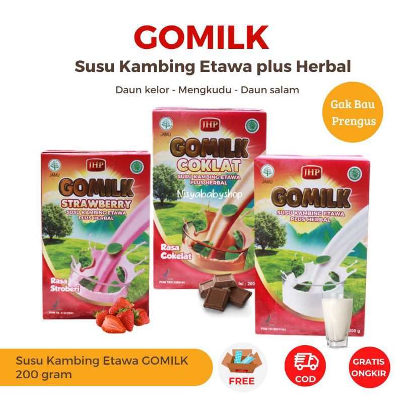 

GOMILK Susu Kambing Etawa 200 gram plus Herbal Coklat Strawberi Putih