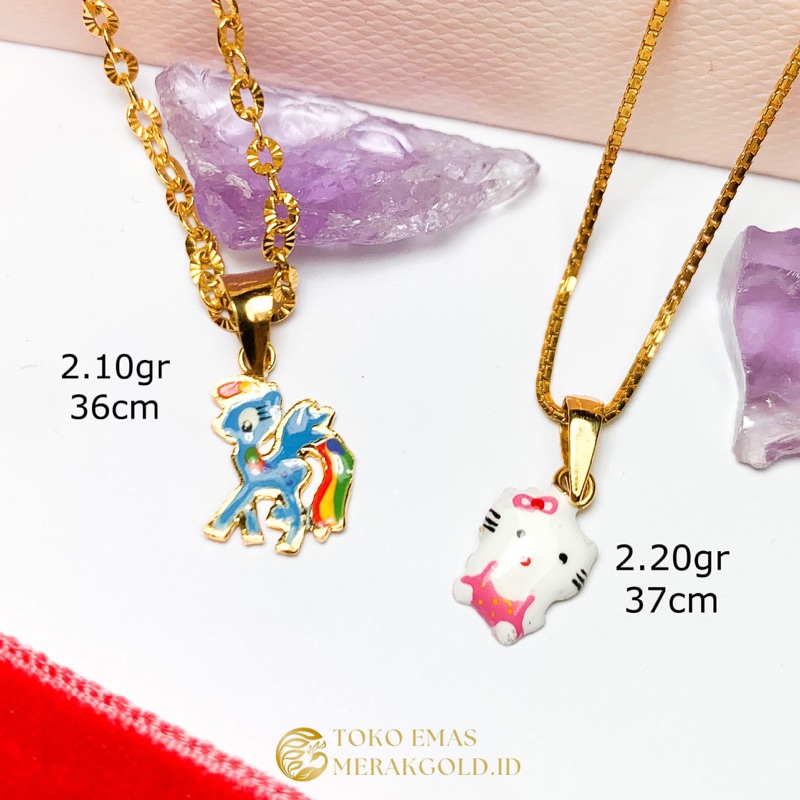 Kalung Emas Anak Little Pony Hellok Kitty Kalung set Anak Balita Remaja Kalung Kadar 700 Gold Korean