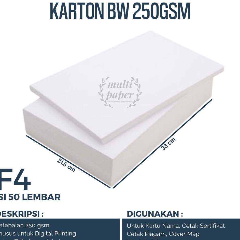 

Update Istimewa Karton BW F4 isi 5 lembar Kertas BW F4 25gsm