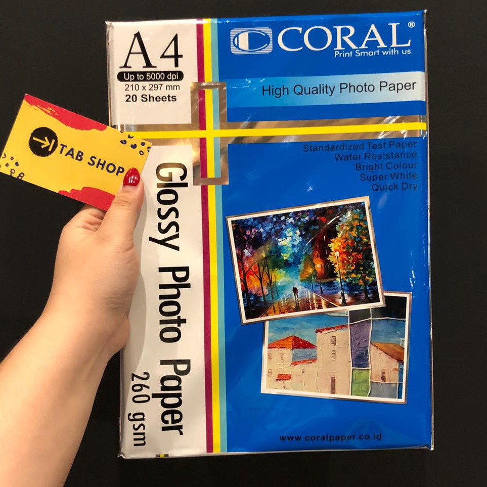 

Kirim Tercepat TAB SHOP CORAL GLOSSY PHOTO PAPER 26 GSM 2 SHEETS A4 KERTAS FOTO MENGKILAP CETAK FOTO MURAH