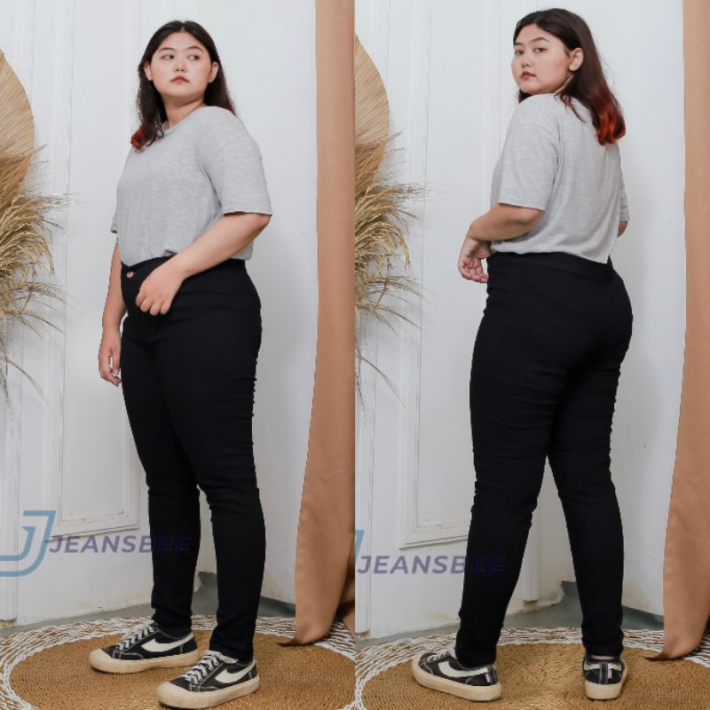 Celana Highwaist Jeans Wanita Jumbo Jeans Big Size 27-42