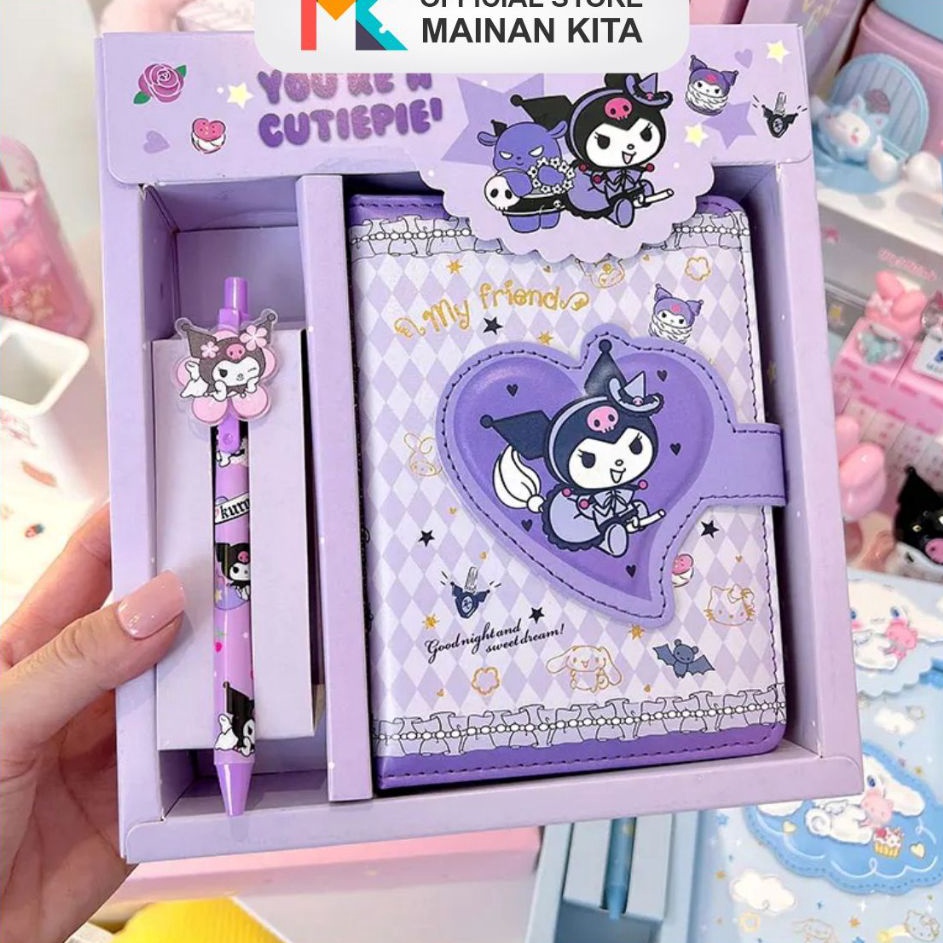 

Fast Shipment MK613 Notebook Sanrio Magnet Buku Tulis Anak 2 in 1 Gift Set Cute Kuromi Cinnamoroll Melody Cinnamorrol