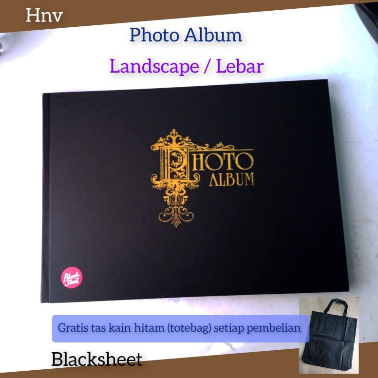 KODE A6P8 PHOTO ALBUM MAGNETIC LEBAR LANDSCAPE BLACK SHEET FOTO ALBUM 3R 4R 5R 8R 1R New Cover