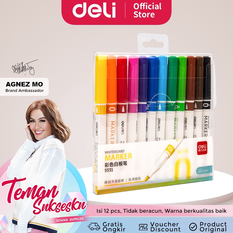 

KODE G9T8 Deli Coloring Marker Spidol Warna 12 pcs Bahan Antibiotik Tidak Beracun S531