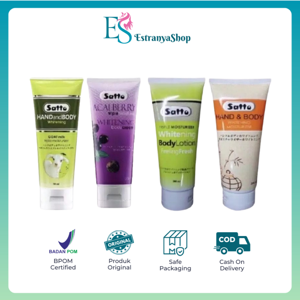 EST ~ SATTO HANDBODY LOTION WHITENING GOAT MILK ACAI MOISTURIZER  200ML