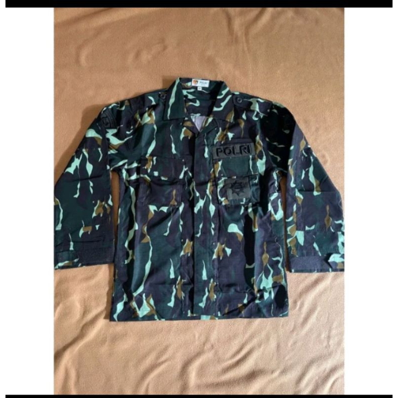 Baju saja PDL Loreng Tactical jatah brimob Polri Bahan kotak kotak