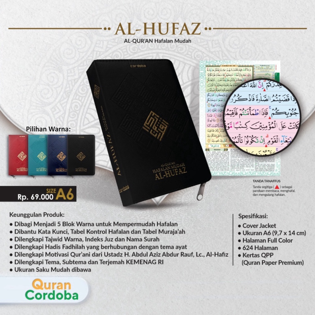 KODE K4Q AlHufaz A6 Resleting Terjemah Tajwid Warna AlQuran Hafalan Mudah