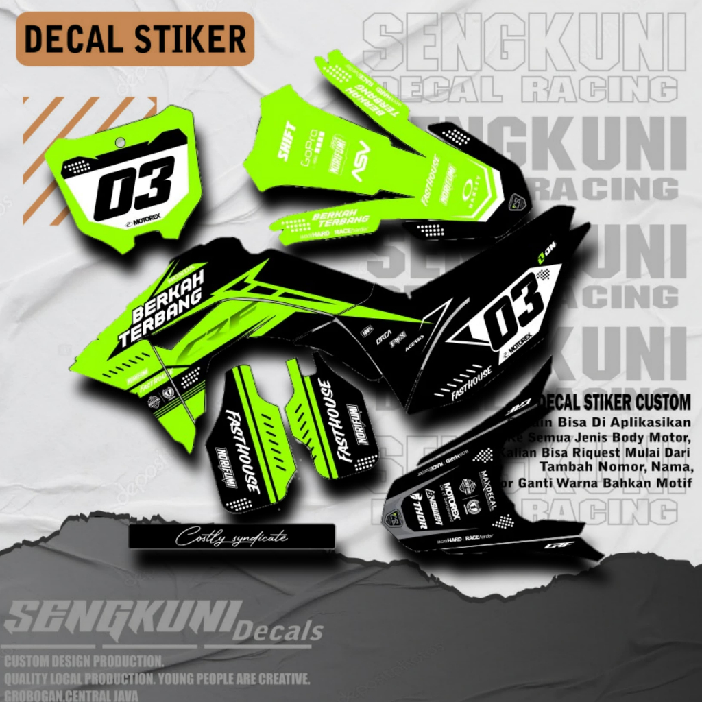 Decal Dekal Stiker Sticer Kawasaki Klx Bf Gordon Crf Supermoto Trabas Bagus