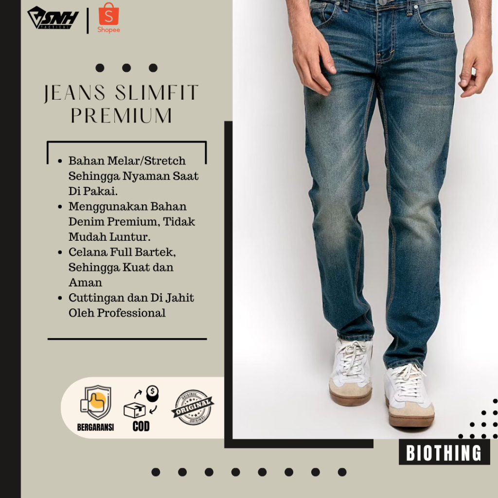 Asnh Denim Pants Slimfit Panjang Bageler Material Elastis Premium Biothink