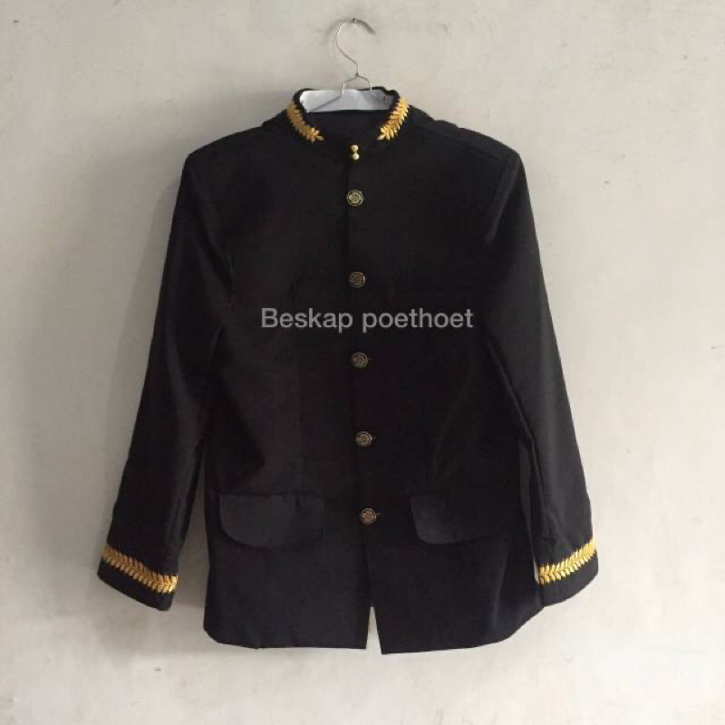 Baju bapak besan orang tua ayah pengantin Sunda muslim nasional basofi hitam polos set peci dan cela