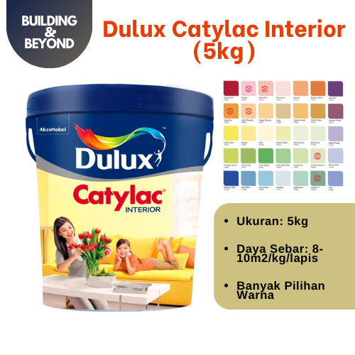 CAT TEMBOK DULUX CATYLAC INTERIOR 5KG - Warna Merah Ungu Lilac Hijau Biru Kuning Orange