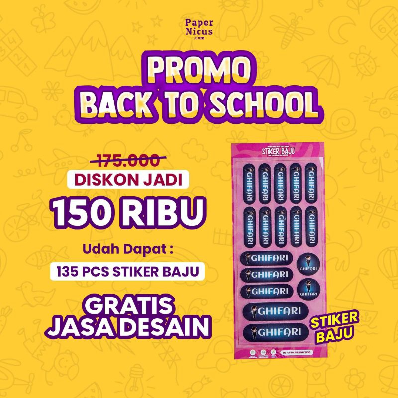 

135 pcs Label Nama Baju | Label Setrika | Stiker Baju
