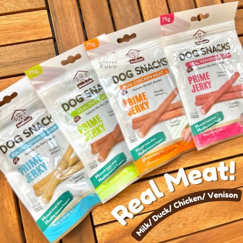 Prime Jerky 75gr Real Meat | Snack Anjing Import | Cemilan Anjing Daging & Susu | Soft Snack Taming 