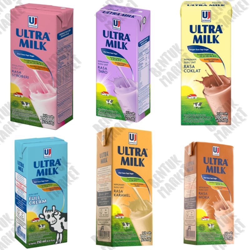 

ULTRA MILK Susu UHT Karamel / Taro / Moka / Coklat / Strawberry / Full Cream