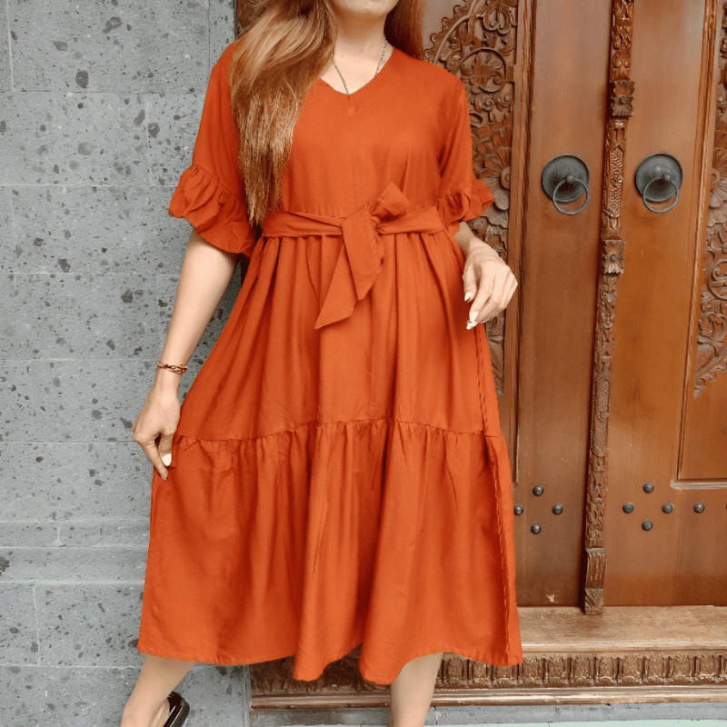 Daster Rayon Kekinian Polos Full Rempel Resleting Dada Busui Friendly Tali Depan Short Dress Premium