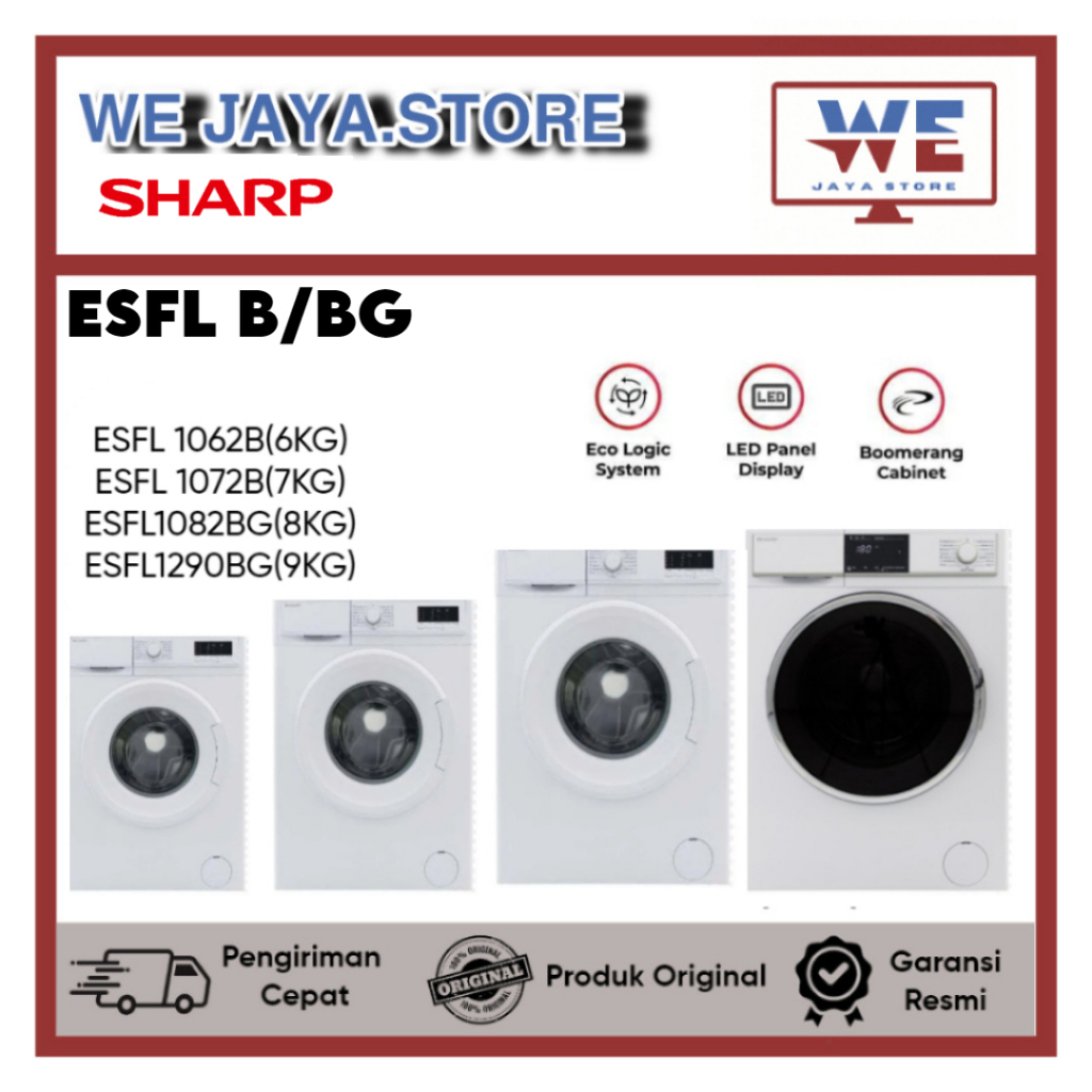 MESIN CUCI SHARP FRONT LOADING ESFL1062B|ESFL1072B|ESFL1O82BG|ESFL1290BG