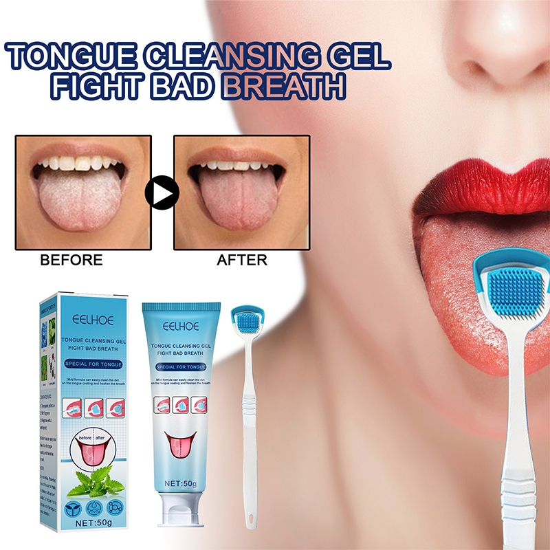 COD-EELHOE Gel Pembersih Gel Pembersih Lidah + Sikat Lidah Tongue Cleansing Gel Menyegarkan Nafas-BE