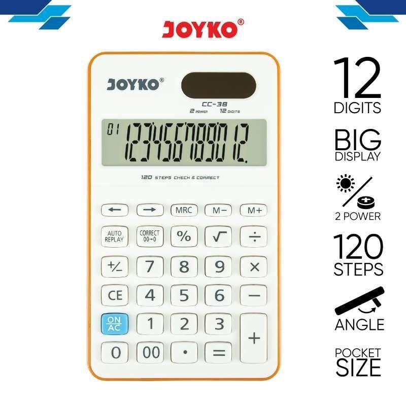 

Kalkulator Joyko CC-38 12 Digits Check Correct (1 Biji) / Calculator Joyko CC-38 /