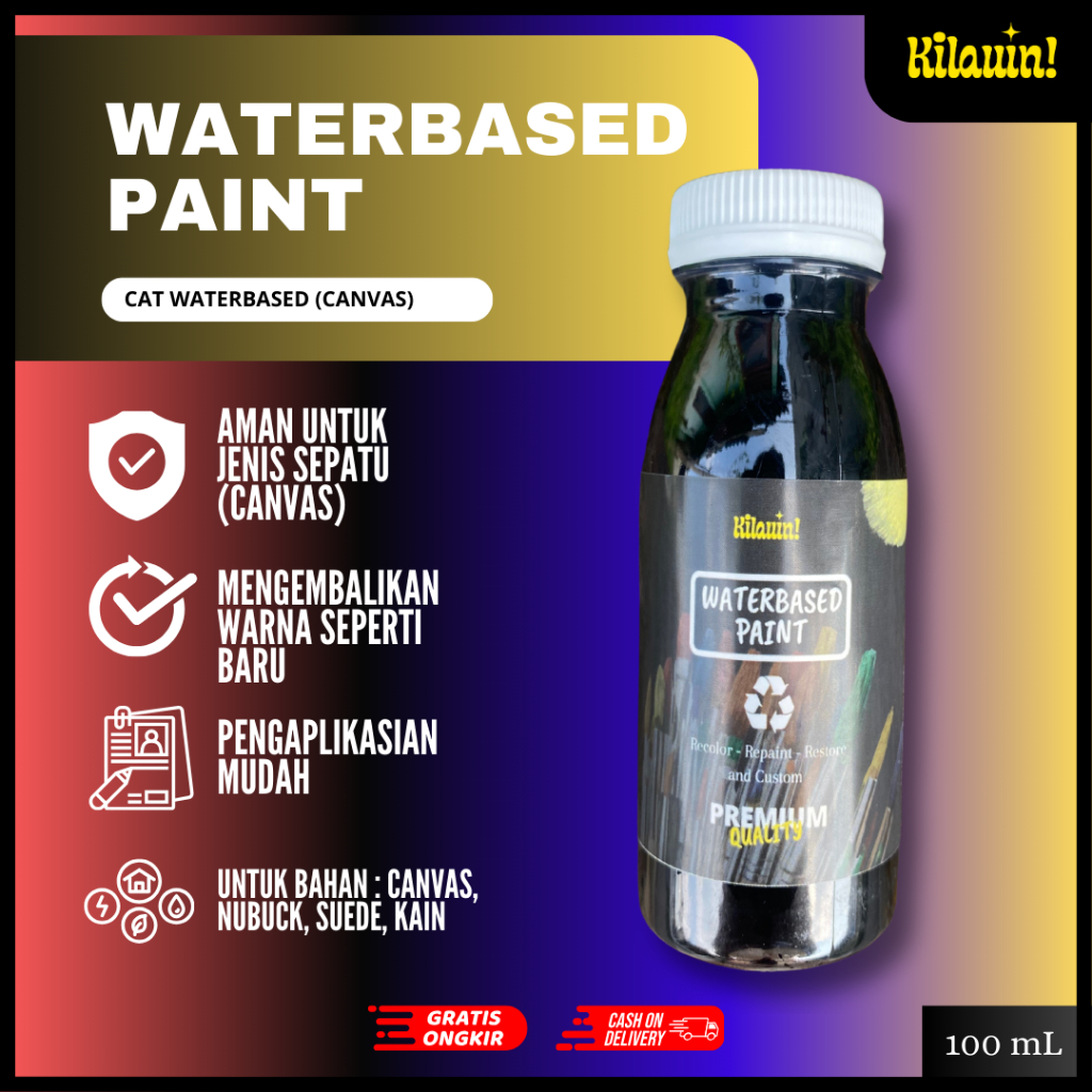 Cat Sepatu/Topi/Tas I Kilauin - Waterbased Paint dan Cat Repaint Sepatu 100mL