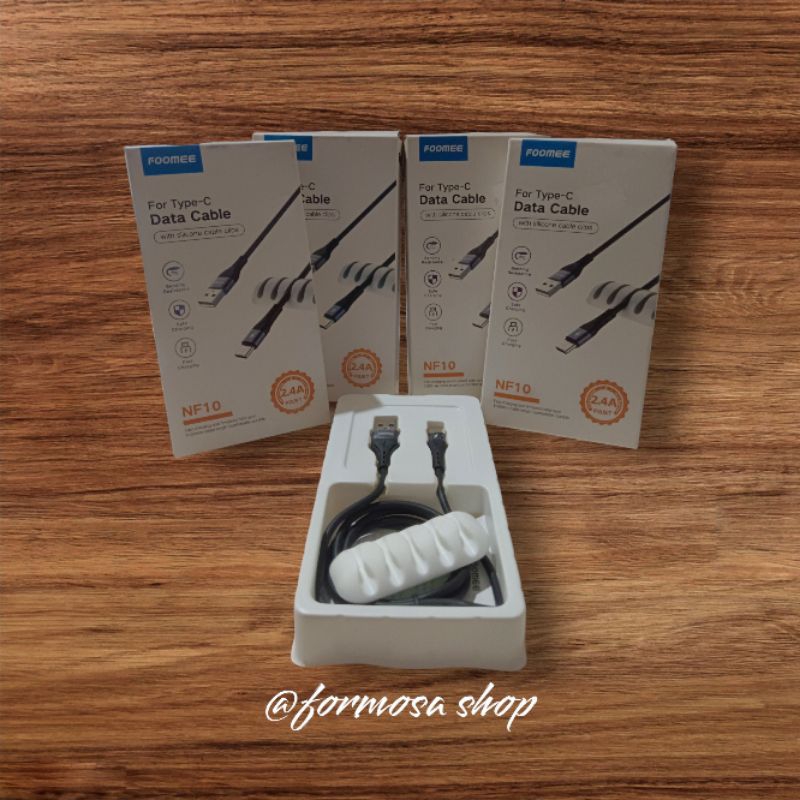 Foomee NF10 Kabel Data Fast Charger 2.4A Type C USB With Silicone Cable Clip Organizer Cable Managem