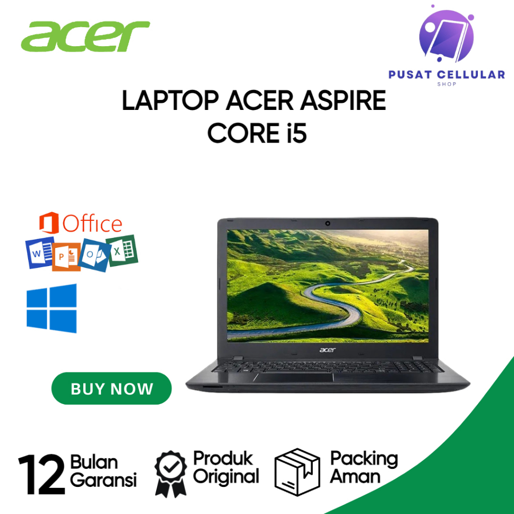 Laptop Acer Aspire Core i5-7200U Gen 7th Double Vga Windows / Free Office / Free Tas+Mouse