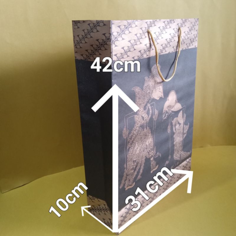 

paperbag wayang ukuran XL(31x10x42)cm isi 12pcs/pack