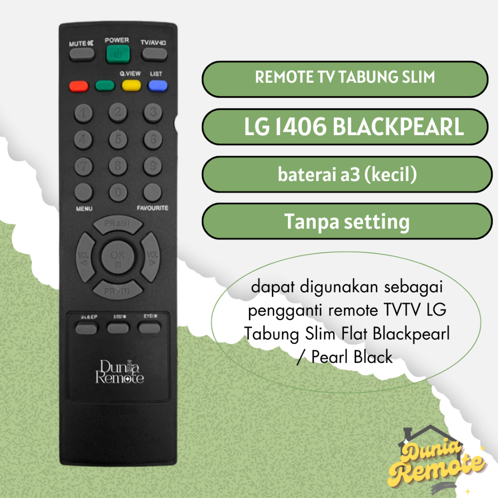 Remote Remot TV Pearl Black Slim Flat MKJ33981406 / TV Tabung LG SLIM 1406