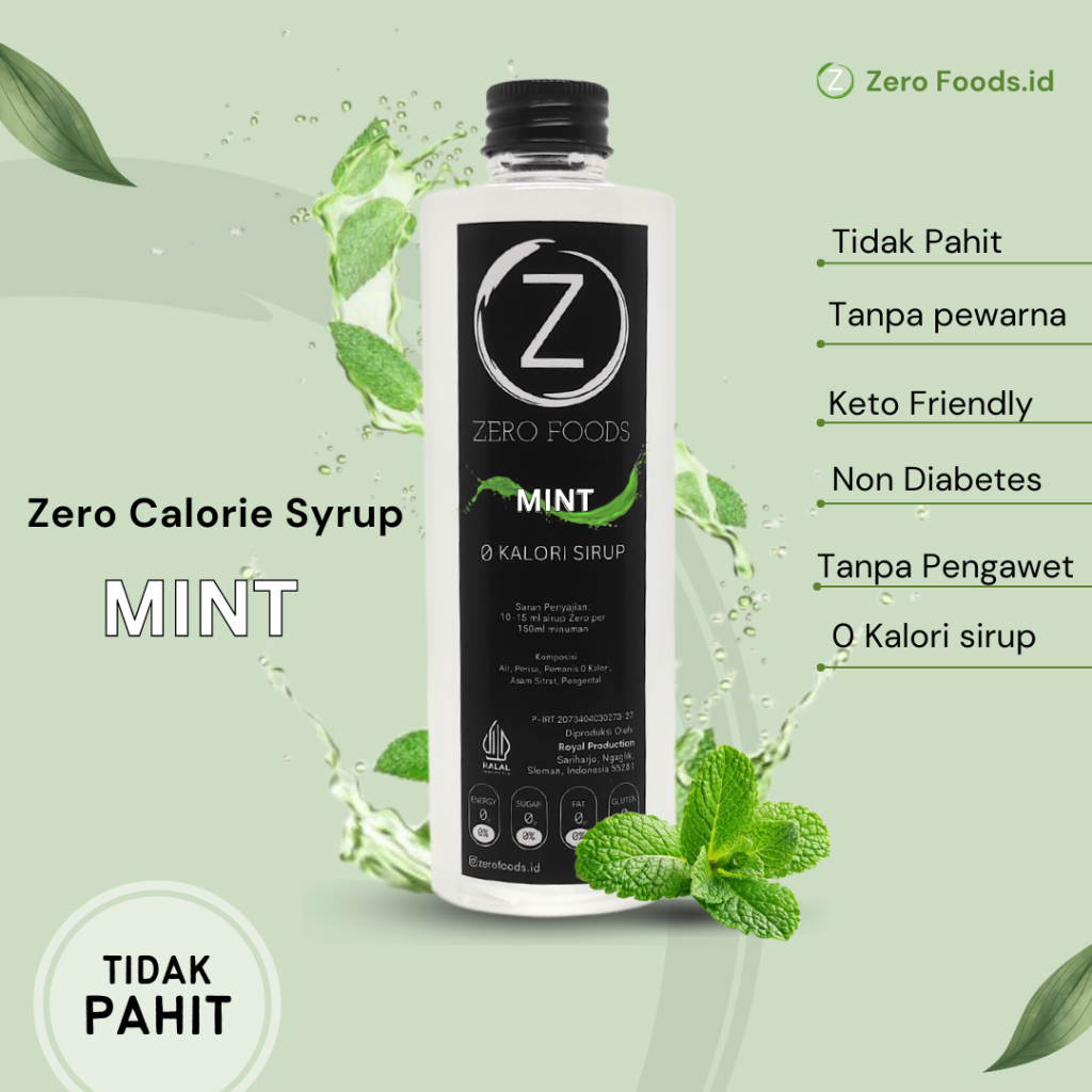 

Zero Foods Diet Keto Mint Syrup - 0 Kalori Sirup - Sirup Mint 0 Kalori (250ml)