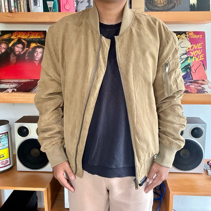 Varsity Jacket Bomber Brown Earth Krem | Outer Vintage Tebal