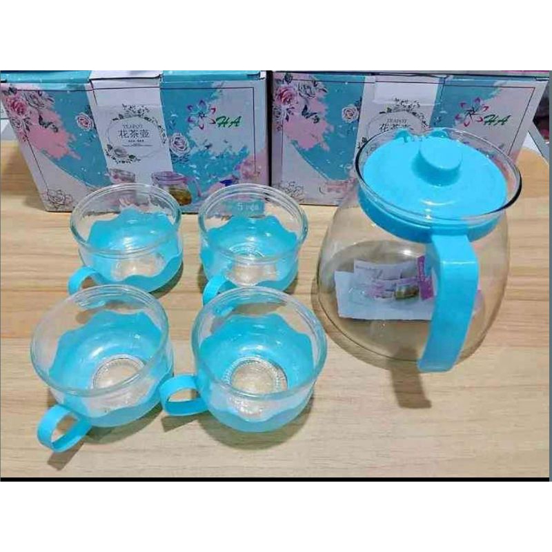 Teapot set warna/teko kaca/teko set