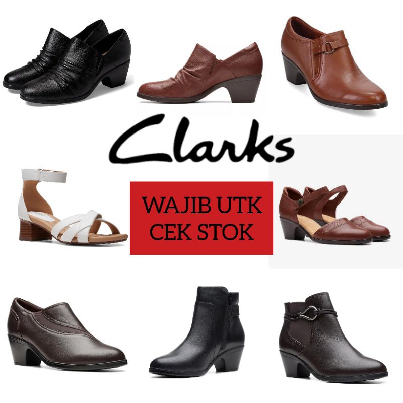 CLARKS Ankle Boots original merk Eropa, sepatu boots wanita genuine leather