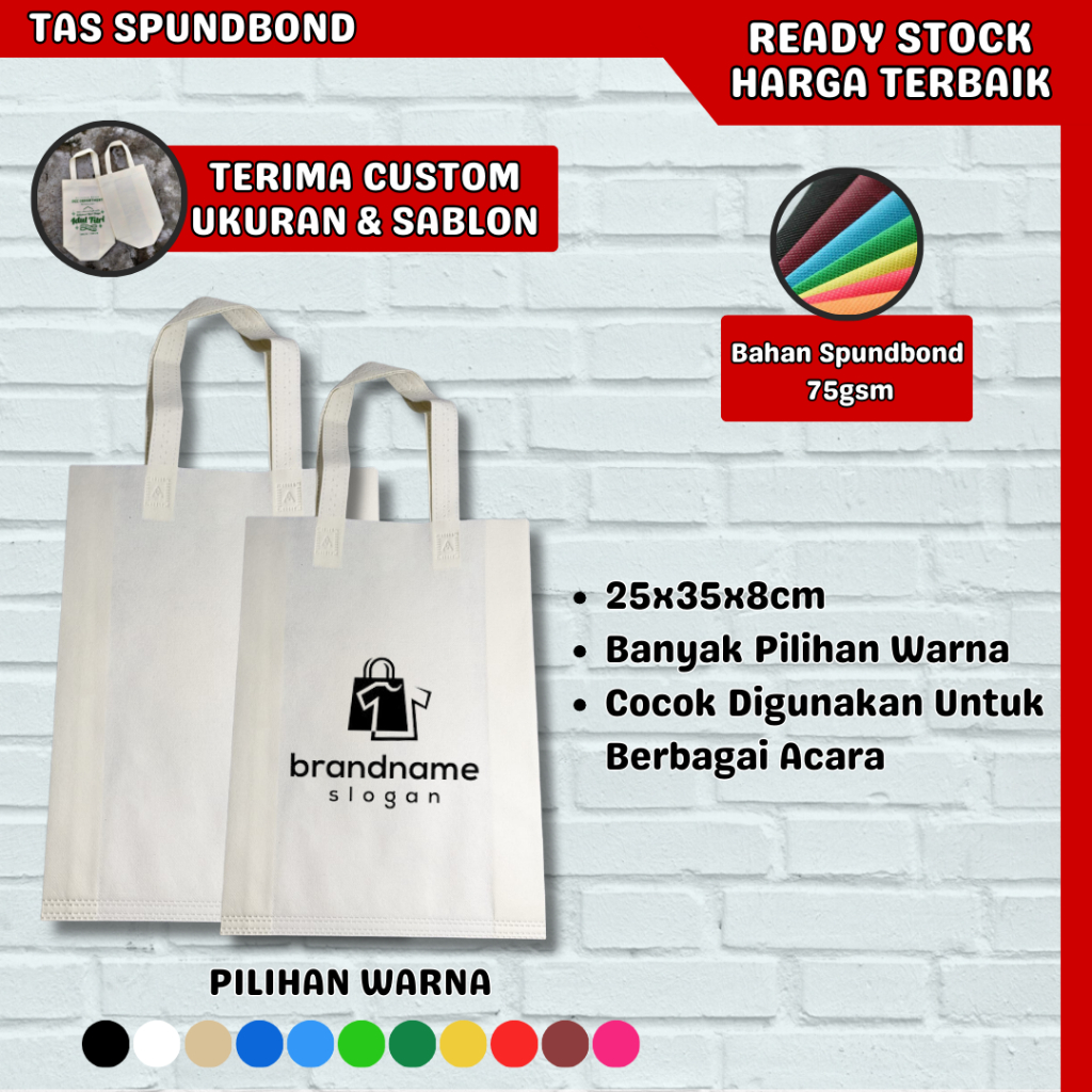 Tas Spunbond Polos/Sablon Tas Promosi Tas Belanja Tas Sembako