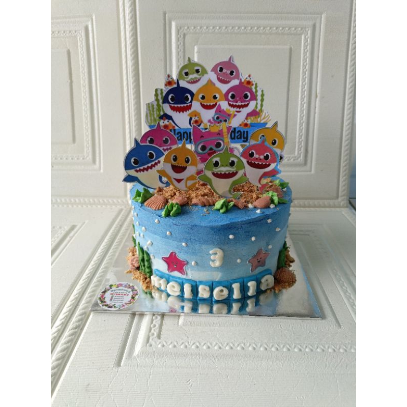 

birthday cake tema babyshark sangat lucu