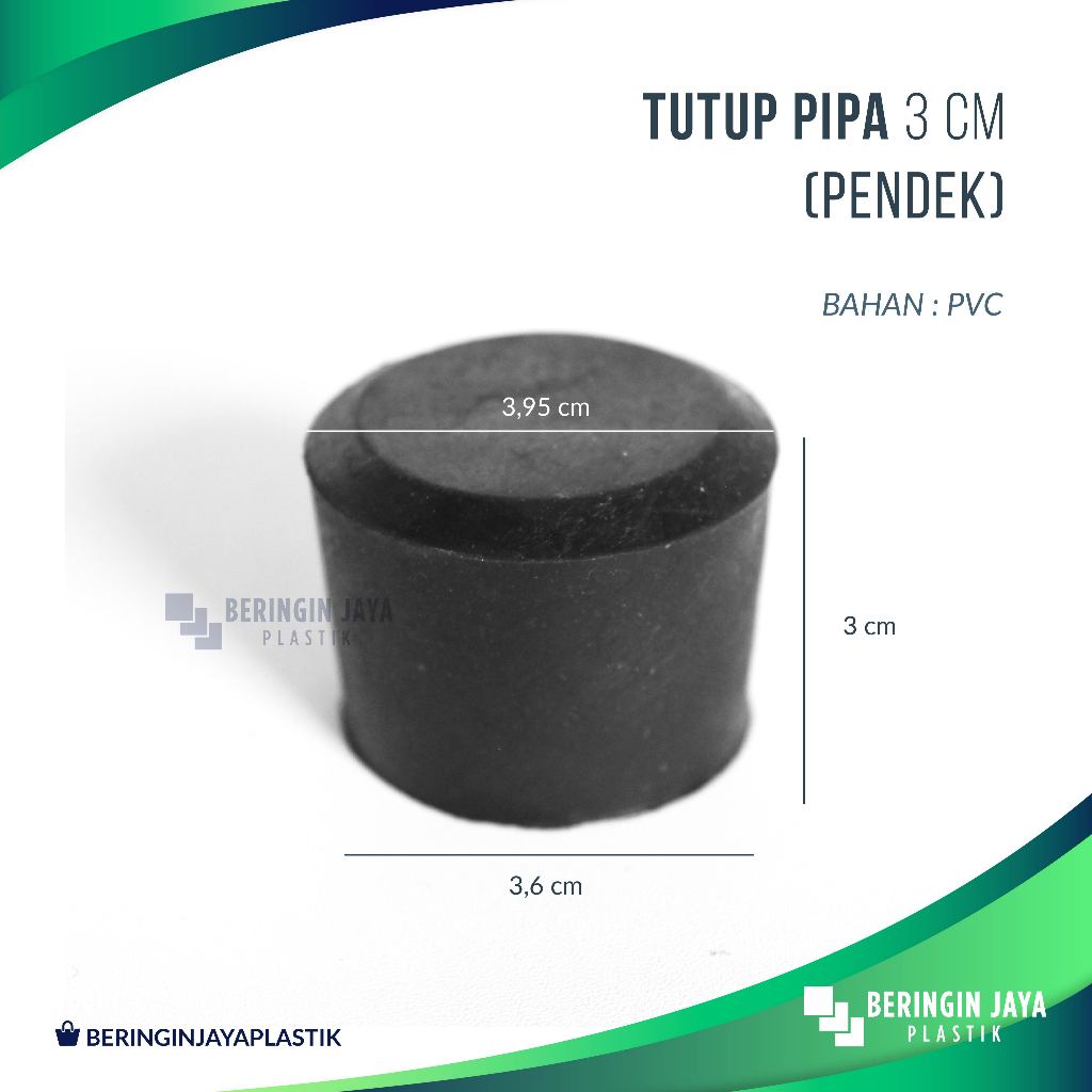 Kaki Karet Tutup Pipa Pendek 3 cm Bulat Alas Kursi dan Meja / Besi / Aluminium (Karet PVC)