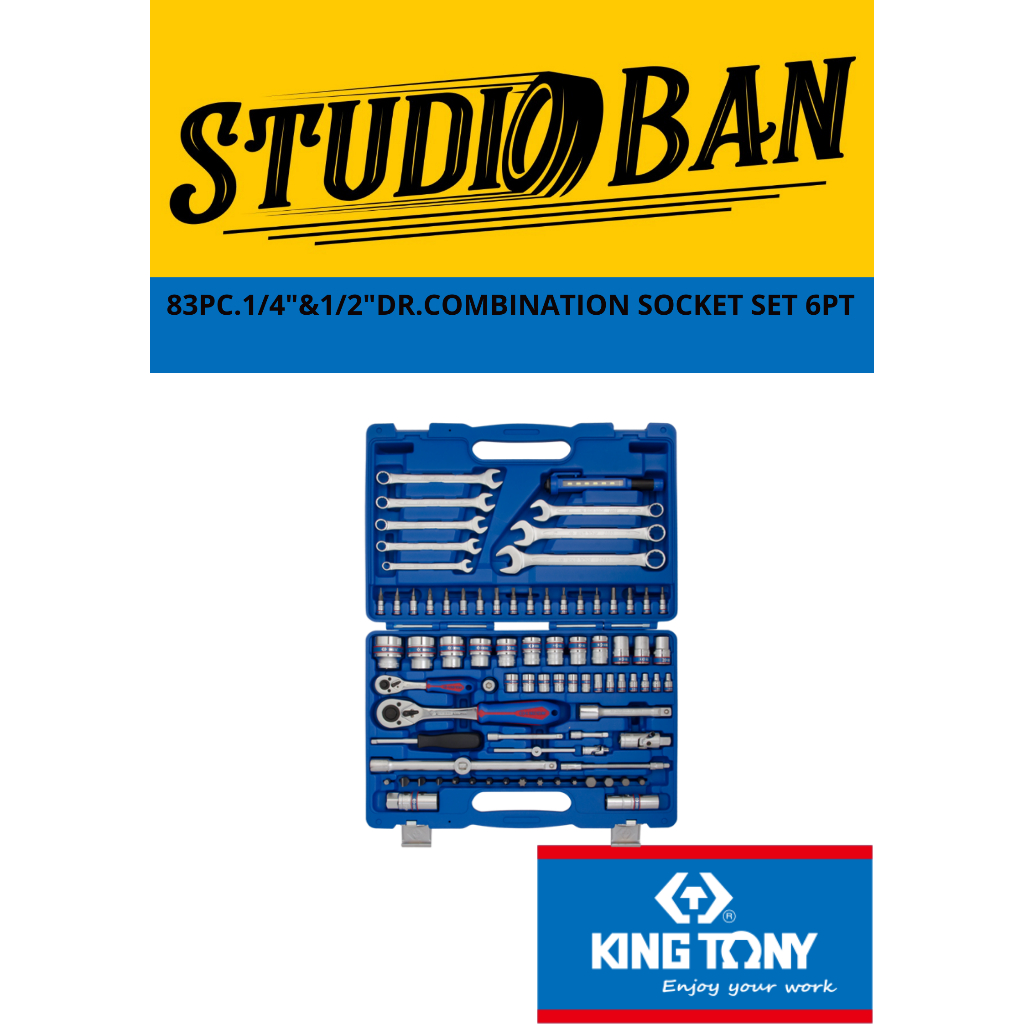 Tool kit Set Kunci Sok & Tools Set 83pcs 1/2" 1/4"  King Tony SC7583MR