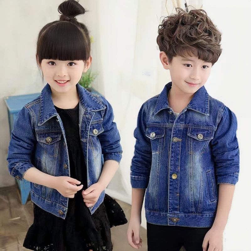 Atasan Jaket Unisex Jeans Jins Atasan Anak Cewek Cowok Usia 2 3 4 5 6 7 Tahun
