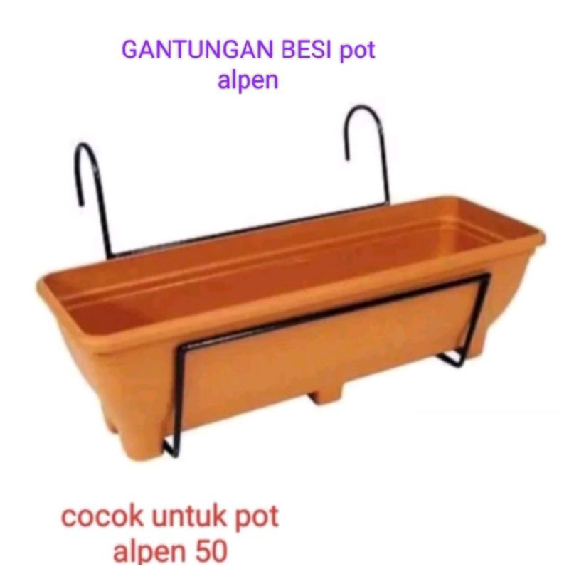 gantungan besi pot panjang pagar/balkon deeh