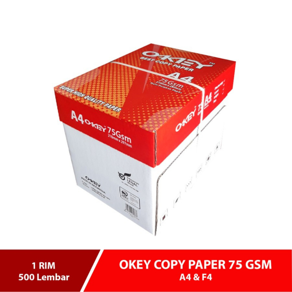 

(DUS) Kertas HVS OKEY A4 75gsm / 75gr isi 5 Rim